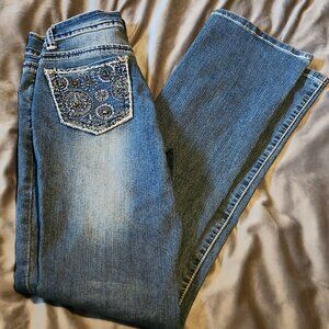 Y2K Size 1 Rhinestone Skinny Jeans Bedazzled
